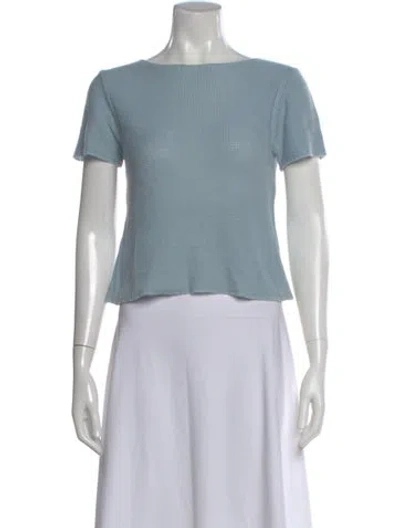 Pre-owned Max Mara Cashmere Bateau Neckline Sweater In Blue