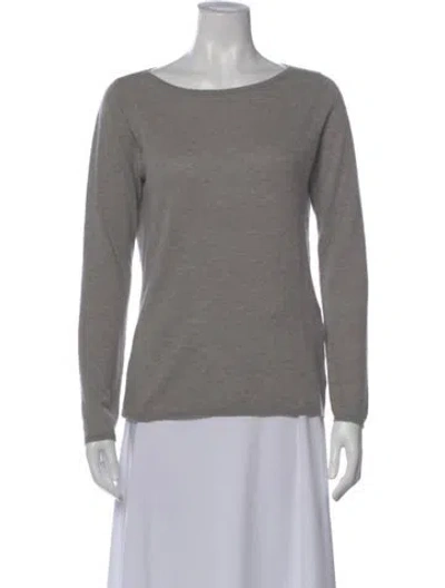 Pre-owned Max Mara Cashmere Bateau Neckline Top In Gray