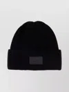 Max Mara Cashmere Beanie Hat Folded Brim In Black