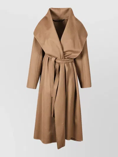 Max Mara Cashmere Belted Shawl Collar Coat In Brown