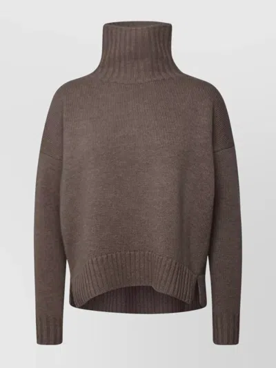 Max Mara Cashmere Blend Turtleneck Sweater In Brown
