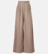 Max Mara Cashmere-blend Wide-leg Pants In Brown