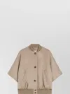 Max Mara Jacket With Front Pockets And High Collar In Brown