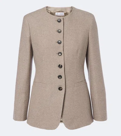 Max Mara Cashmere Boucle Jacket In Beige