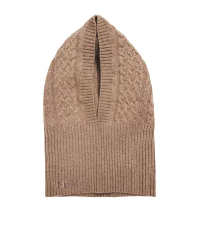 Max Mara Cashmere Cable-knit Balaclava In Sand