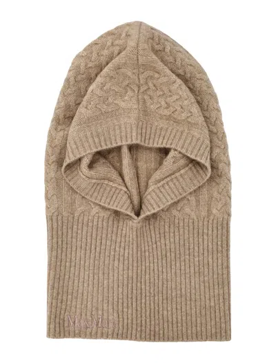 Max Mara Cashmere Cable-knit Balaclava In Brown