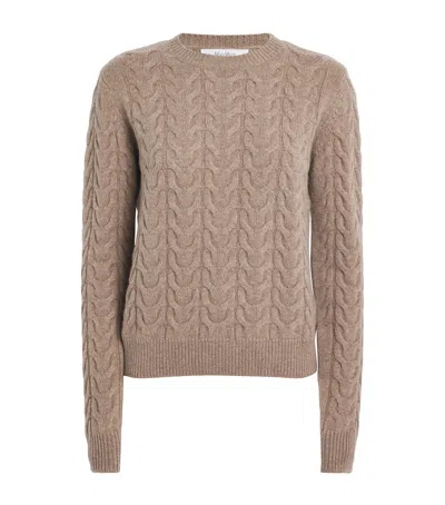 Max Mara Cashmere Cable-knit Sweater In Brown