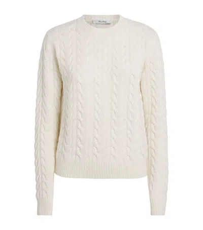 Max Mara Cashmere Cable-knit Sweater In White