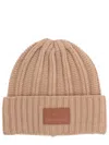 Max Mara Ribbed Logo-patch Beanies In Neutral
