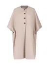 Max Mara Beige Cashmere Cape With Button Closure And Maxi Back Slit In Brown