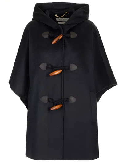 Max Mara Cashmere Cape Coats Blue In Black