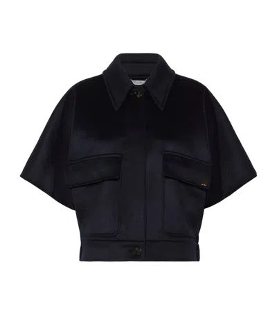Max Mara Cashmere Cape Jacket In Black