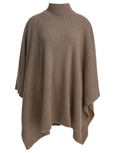 Max Mara Cashmere Cape In Neutral