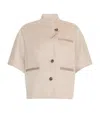 Max Mara Short Sleeve Asymmetric Neck Textured Coat In Neutral