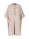 Max Mara Beige Cashmere Cape With Button Closure And Maxi Back Slit In Sand