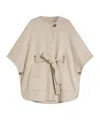 Max Mara Cashmere Cape With Belt In Neutral