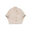 Max Mara Stand Collar Long Cropped Cape In Neutral