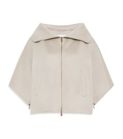 Max Mara Cashmere Cape-sleeve Jacket In Brown