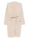Max Mara Cashmere Cardigan With Belted Waist And Pockets In Neutral