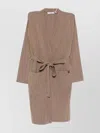 Max Mara Cashmere Cardigan With Belted Waist And Pockets In Brown