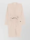 Max Mara Cashmere Cardigan With Belted Waist And Pockets In Neutral