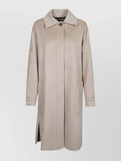 Max Mara Cashmere Coat Back Yoke Detail In Brown
