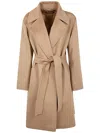 Max Mara Belted Long-sleeved Coat In Brown