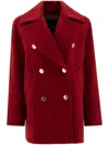 Max Mara Double-breasted Cashmere Coat Featuring Back Belt In Red