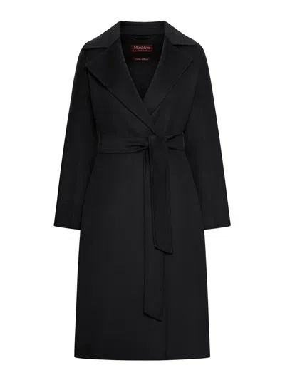 Max Mara Cashmere Coat With Belt In Black