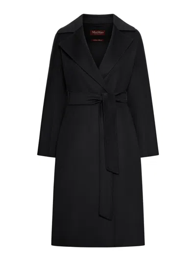 Max Mara Cashmere Coat With Belt In Black
