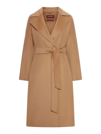 Max Mara Cashmere Coat With Belt In Brown