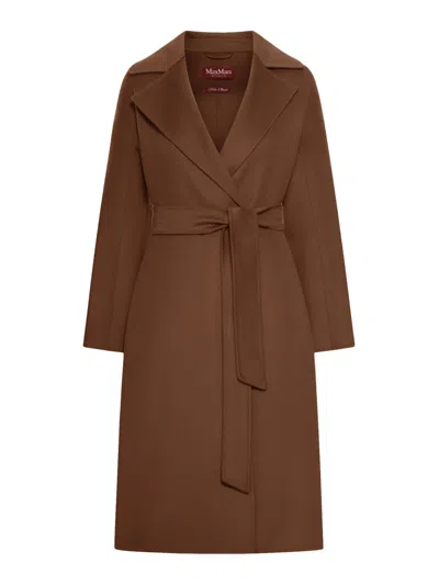 Max Mara Cashmere Coat With Belt In Brown