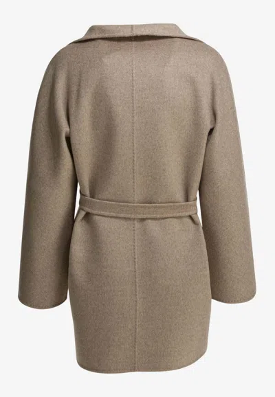 Max Mara Cashmere Coat With Removable-belt In Nude
