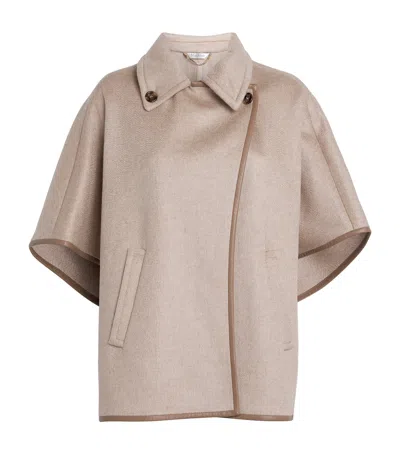 Max Mara Cashmere Collar Cape In Neutral
