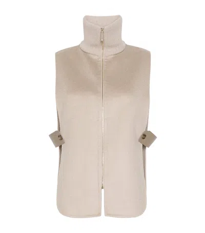 Max Mara Cashmere Contrast-rib Gilet In Neutral