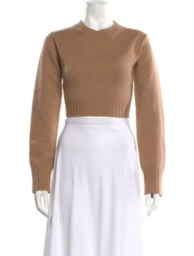 Pre-owned Max Mara Cashmere Crew Neck Sweater In Brown