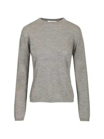 Max Mara Cashmere Crew Neck Sweater Knitwear Grey In Gray