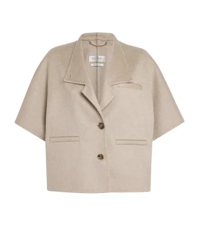 Max Mara Cashmere Cropped Cape In Nude