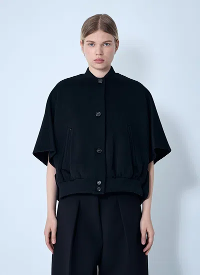Max Mara Cashmere Cropped Sleeve Jacket In Black