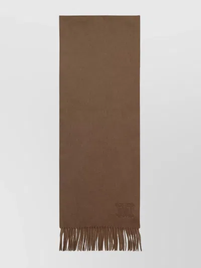 Max Mara Cashmere Dalia Scarf Fringed Hem In Brown