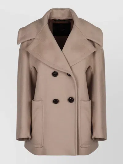 Max Mara Cashmere Double Breasted Coat Modern Fit In Neutral