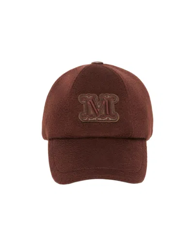 Max Mara Cashmere Double Drap Baseball Cap In Brown