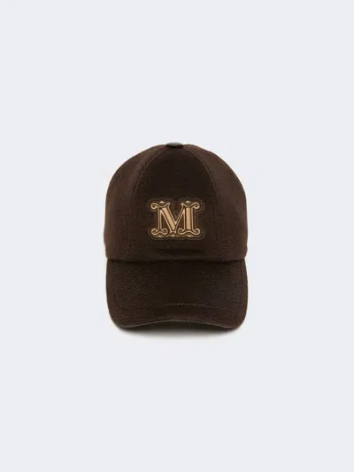 Max Mara Cashmere Double Drap Baseball Cap In Dark Bown