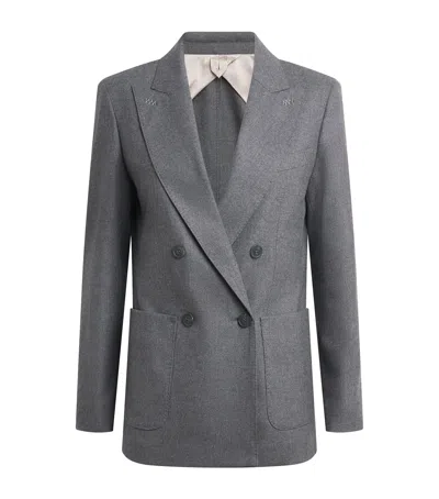 Max Mara Cashmere Double-breasted Blazer In Gray