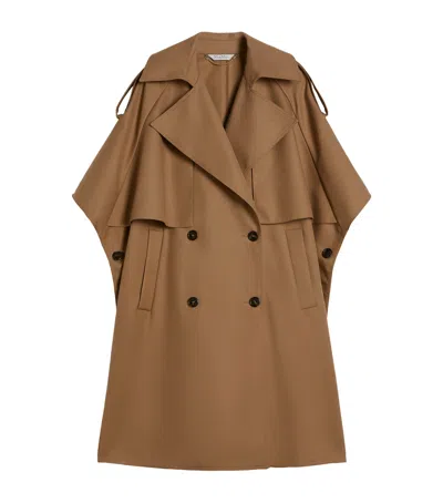 Max Mara Cashmere Double-breasted Cape In Green