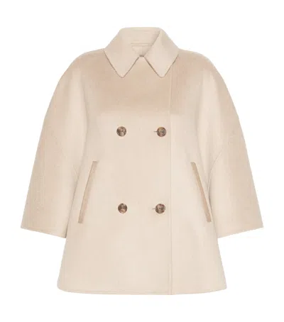 Max Mara Cashmere Double-breasted Cape In Pink