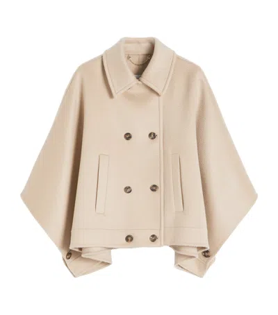 Max Mara Cashmere Double-breasted Cape In White