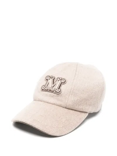 Max Mara Cashmere Drap Baseball Cap In Blue