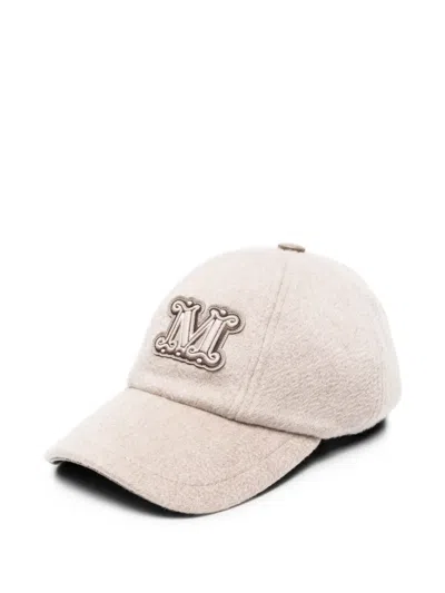 Max Mara Cashmere Drap Baseball Cap In Yellow