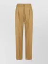 Max Mara Cashmere Drawstring Trousers Pleated Front In Brown